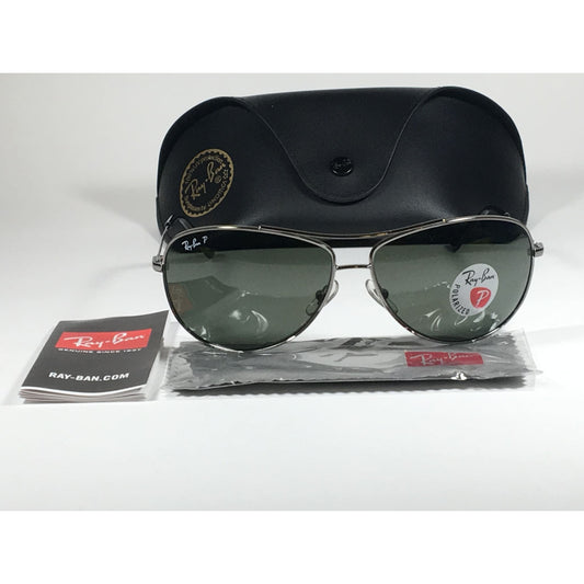 Ray-Ban RB3293 004/9A Highstreet Polarized Aviator Sunglasses Gunmetal Gray Frame Green Lens - Sunglasses