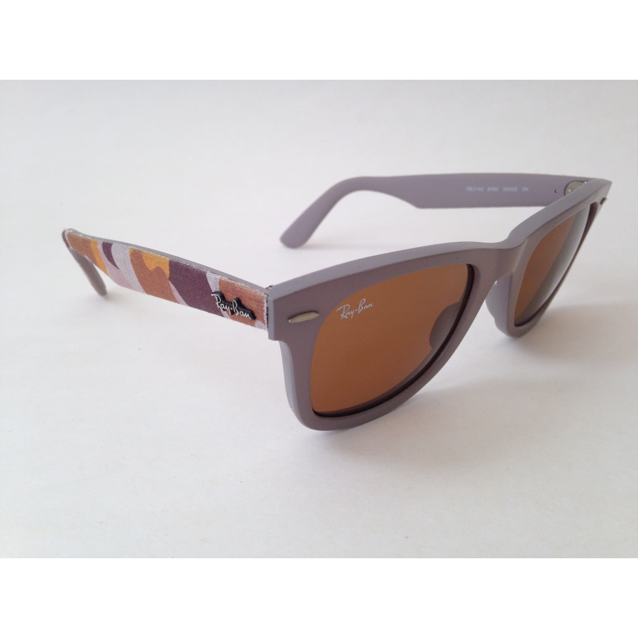 Ray Ban Urban Camo Wayfarer Sunglasses Gray Matte Beige Frame Brown B