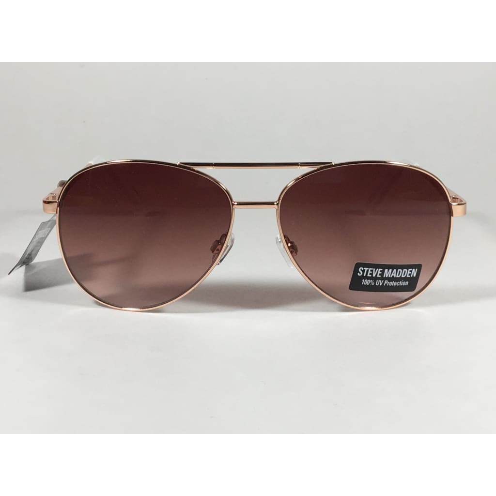 Steve Madden Aviator Sunglasses Rose Gold White Brown Gradient Lens Sm482166 Rose Gold - Sunglasses