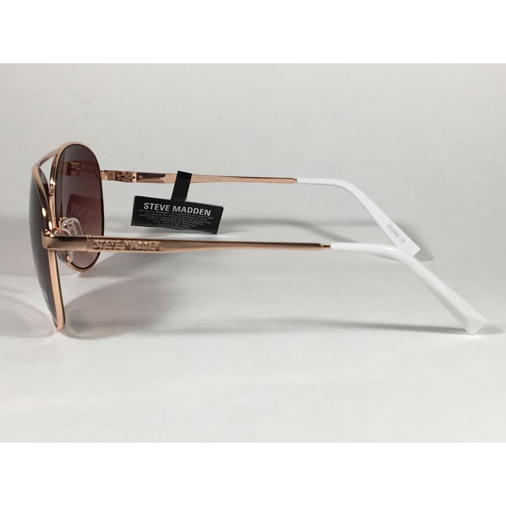 Steve Madden Aviator Sunglasses Rose Gold White Brown Gradient Lens Sm482166 Rose Gold - Sunglasses