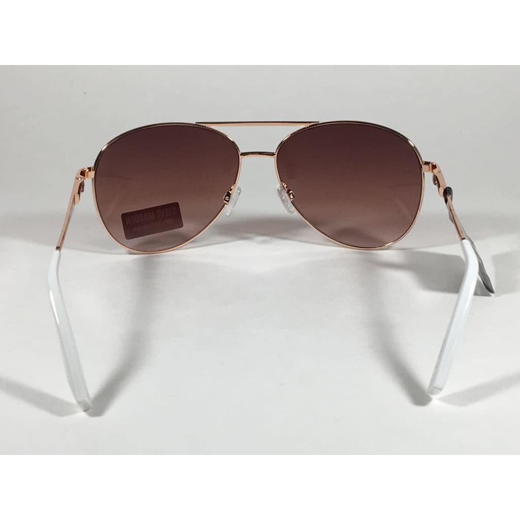 Steve Madden Aviator Sunglasses Rose Gold White Brown Gradient Lens Sm482166 Rose Gold - Sunglasses