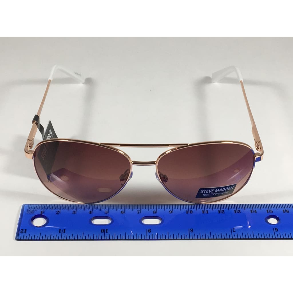 Steve Madden Aviator Sunglasses Rose Gold White Brown Gradient Lens Sm482166 Rose Gold - Sunglasses