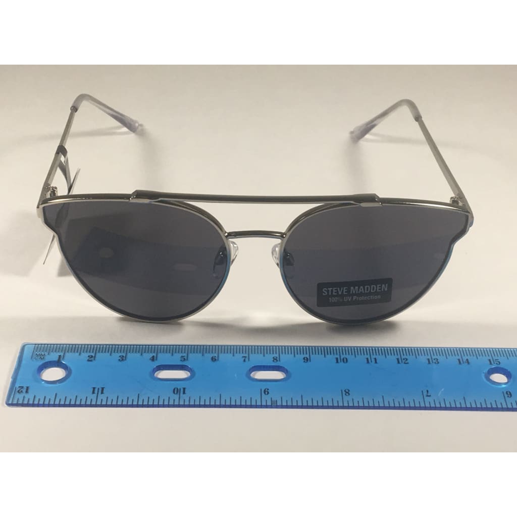 Steve Madden Cat Eye Sunglasses Brow Bar Silver Metal Gray Lens Sm489102 Sil - Sunglasses