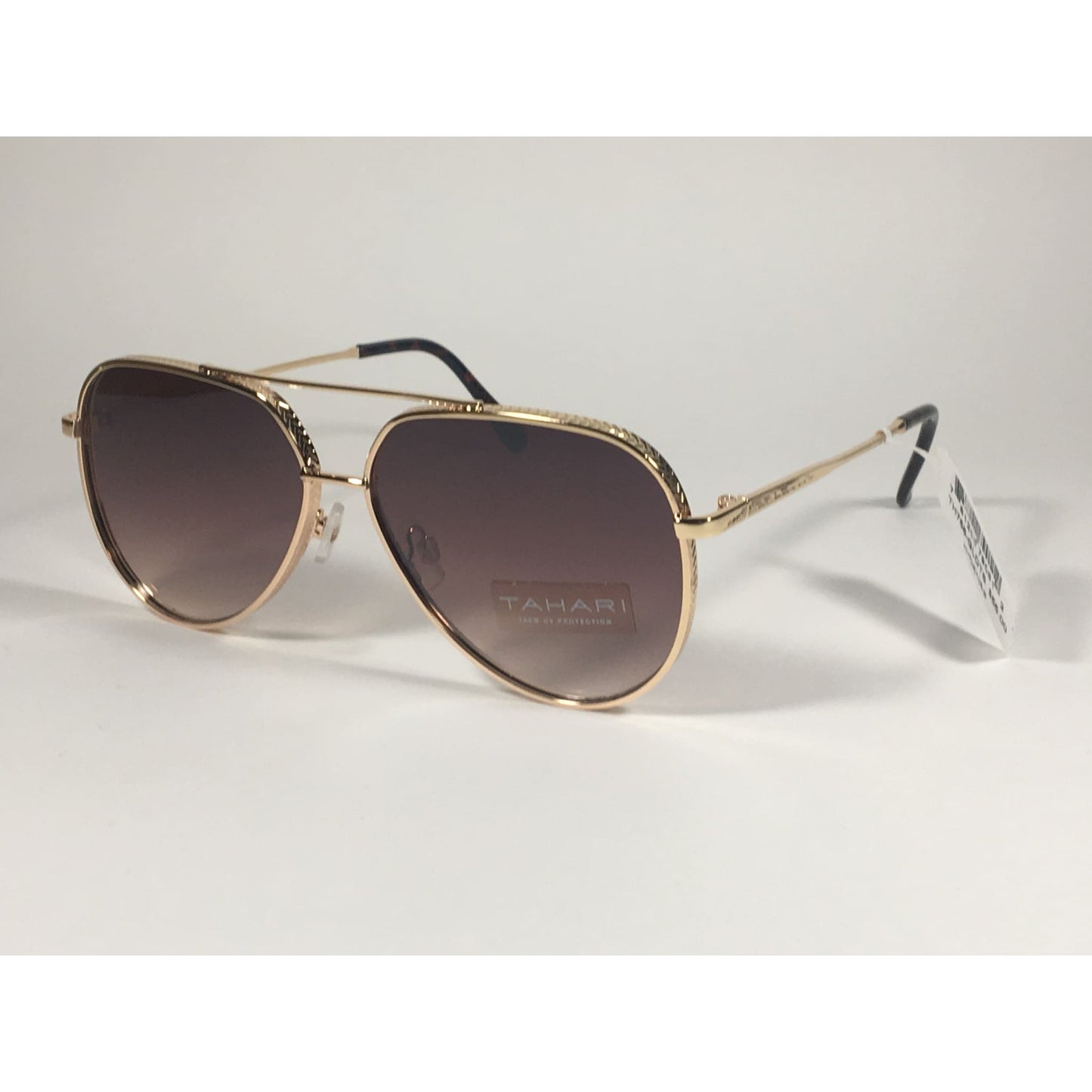 Tahari Aviator Sunglasses Gold Brown Tortoise Frame Gradient Lens TH758 GLDTS - Sunglasses