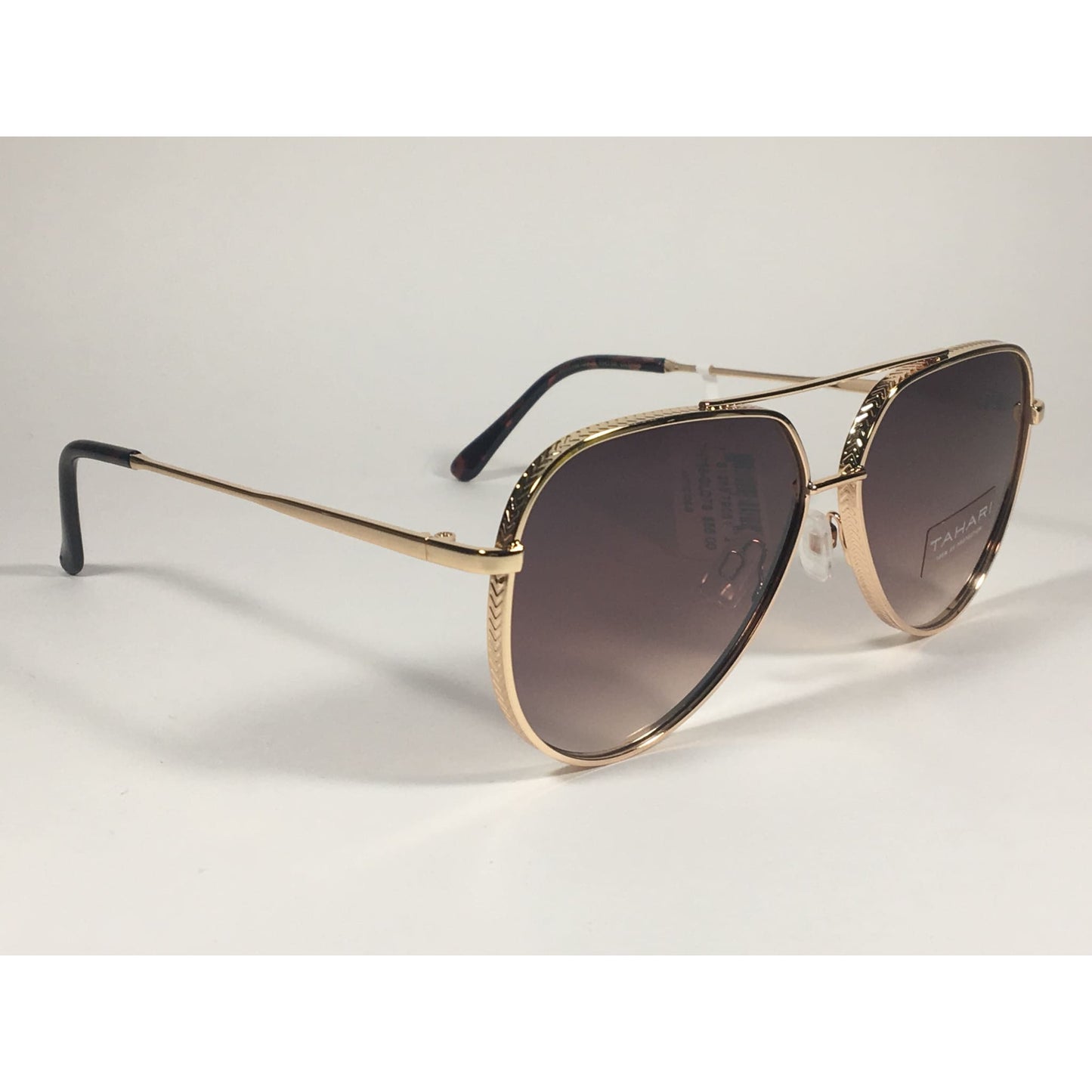 Tahari Aviator Sunglasses Gold Brown Tortoise Frame Gradient Lens TH758 GLDTS - Sunglasses