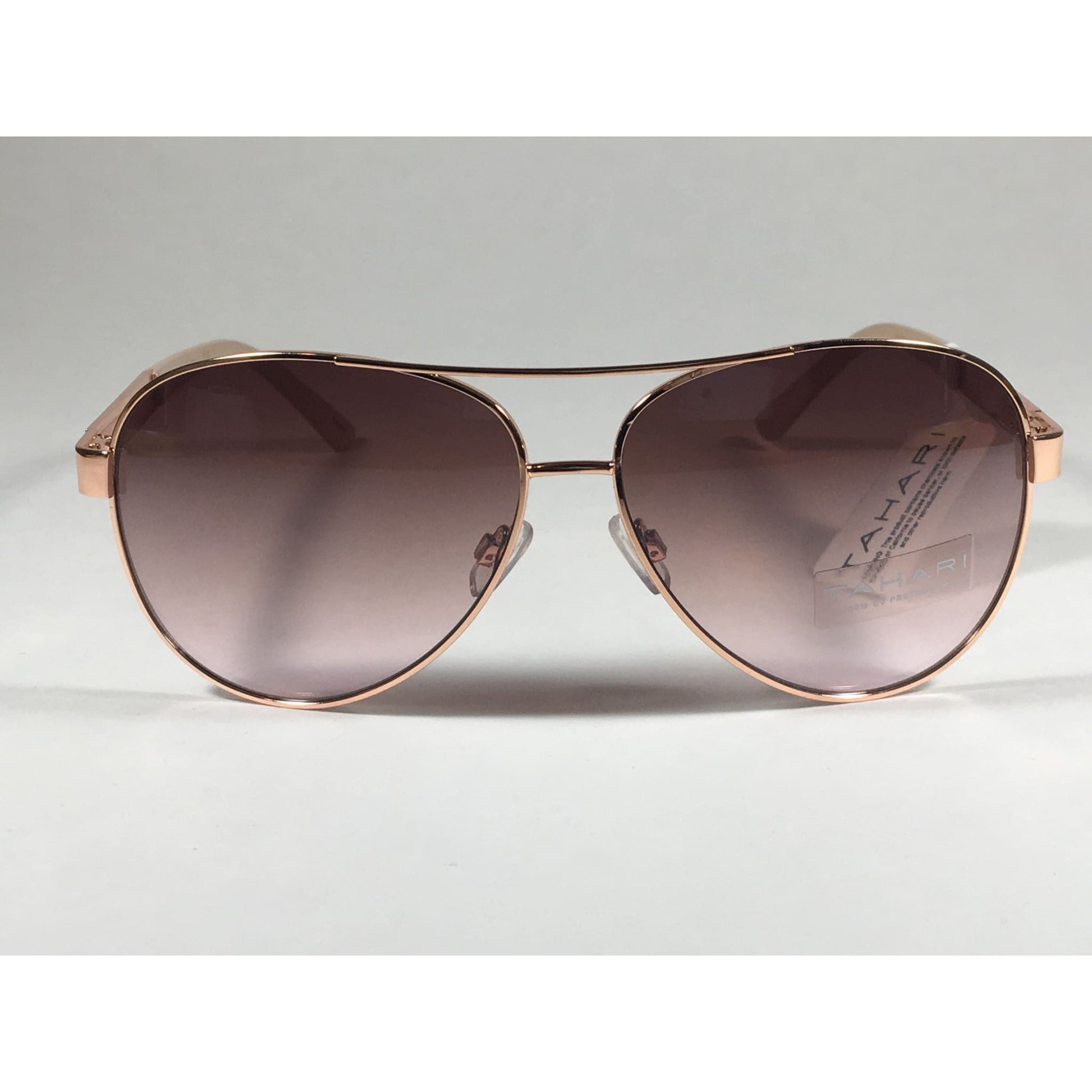 Tahari Aviator Sunglasses Rose Gold Nude Brown Pink Gradient Lens TH527 RGLD - Sunglasses