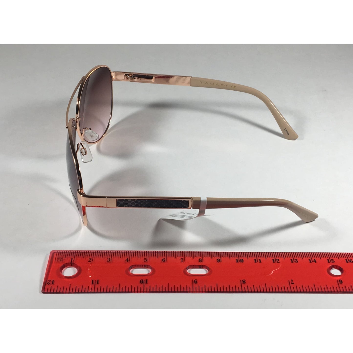 Tahari Aviator Sunglasses Rose Gold Nude Brown Pink Gradient Lens TH527 RGLD - Sunglasses