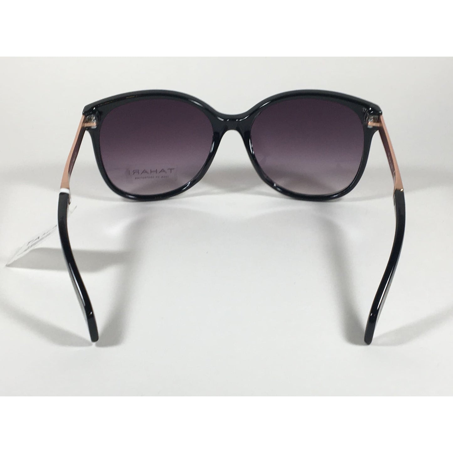 Tahari Cat Eye Sunglasses Black Gloss Frame Gray Smoke Gradient Lens TH657 OX - Sunglasses