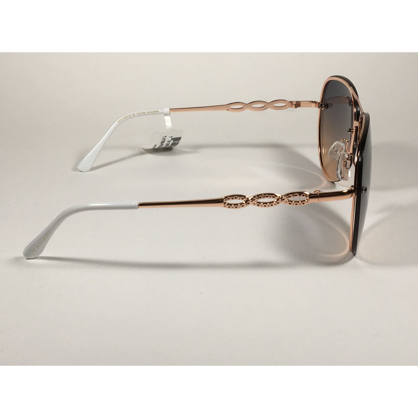 Tahari Rimless Aviator Sunglasses Rose Gold White With Gradient Lens TH789 RGDWH - Sunglasses