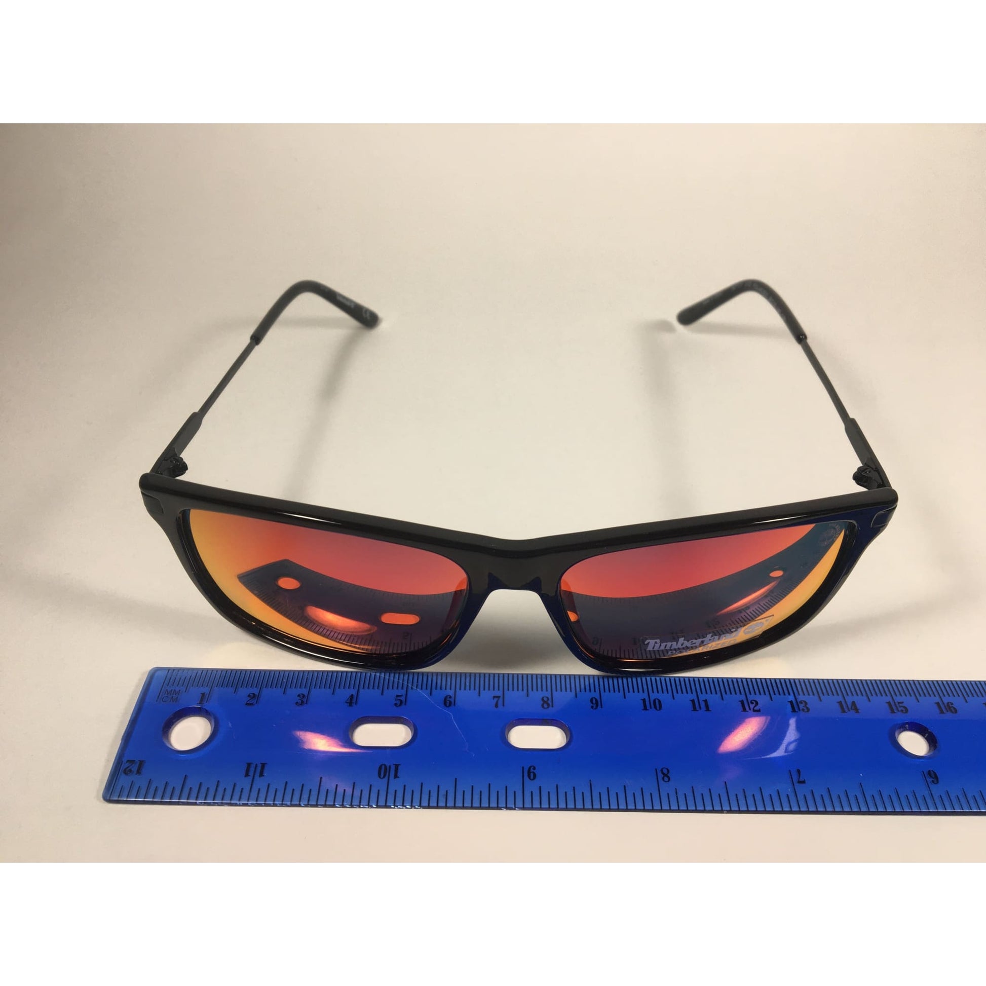 Timberland Polarized Square Sunglasses Black Infrared Red Orange Mirror Lens TB7177 01D - Sunglasses