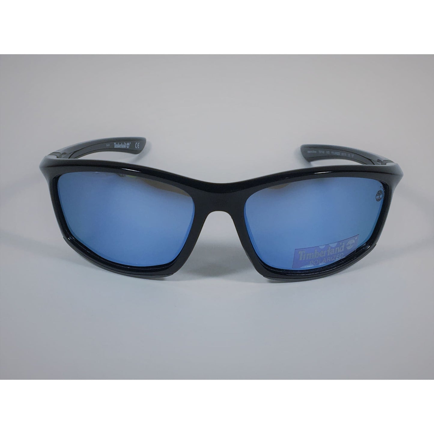 Timberland Polarized Wrap Sunglasses Black Frame Blue Mirror Lens TB7149 6201D - Sunglasses