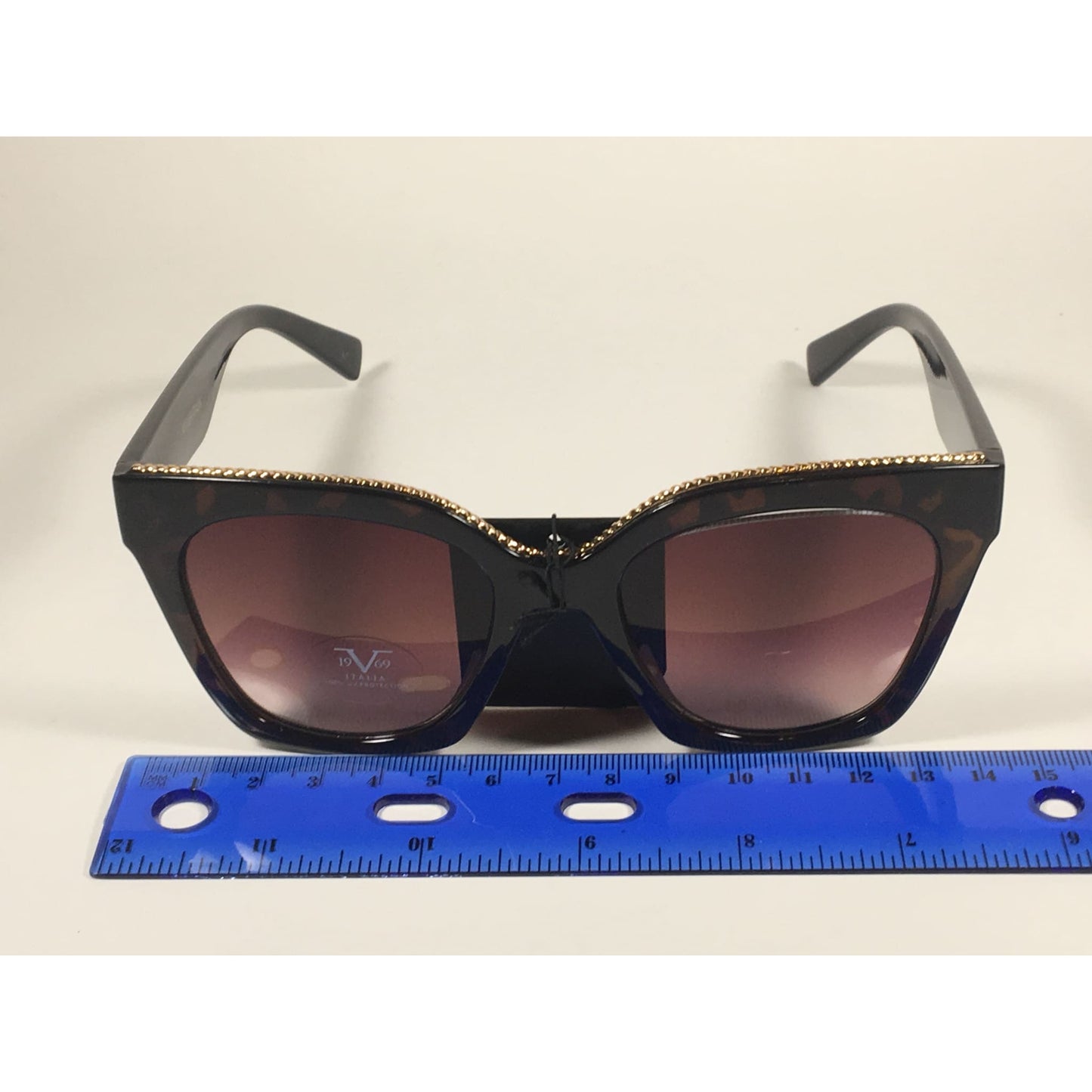 Versace 19V69 Italia Enza Square Sunglasses Brown Tortoise Brown Gradient Lens - Sunglasses
