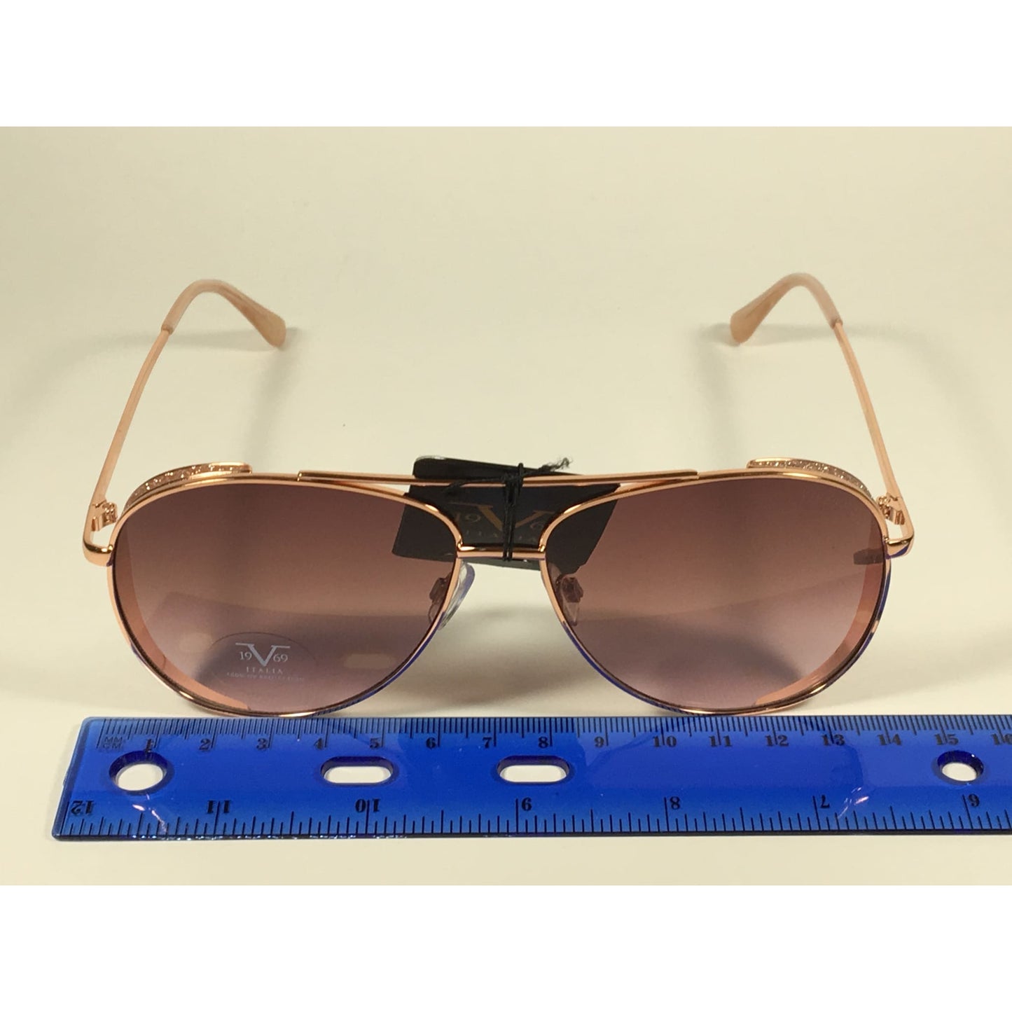 Versace 19V69 Italia Mona Aviator Pilot Sunglasses Rose Gold Metal Brown Rose Gradient Lens - Sunglasses