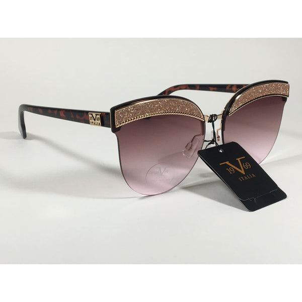 Versace 19V69 Italia Paola Rimless Cat Sunglasses Gold Glitter Brown a