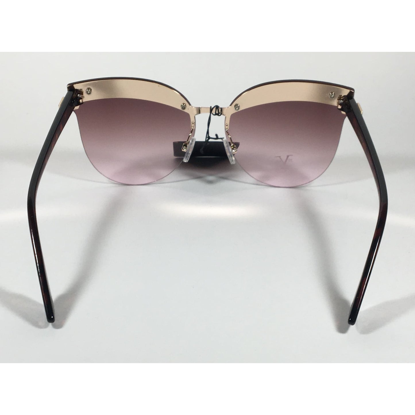 Versace 19V69 Italia Paola Rimless Cat Sunglasses Gold Glitter Brown and Pink Gradient Lens - Sunglasses