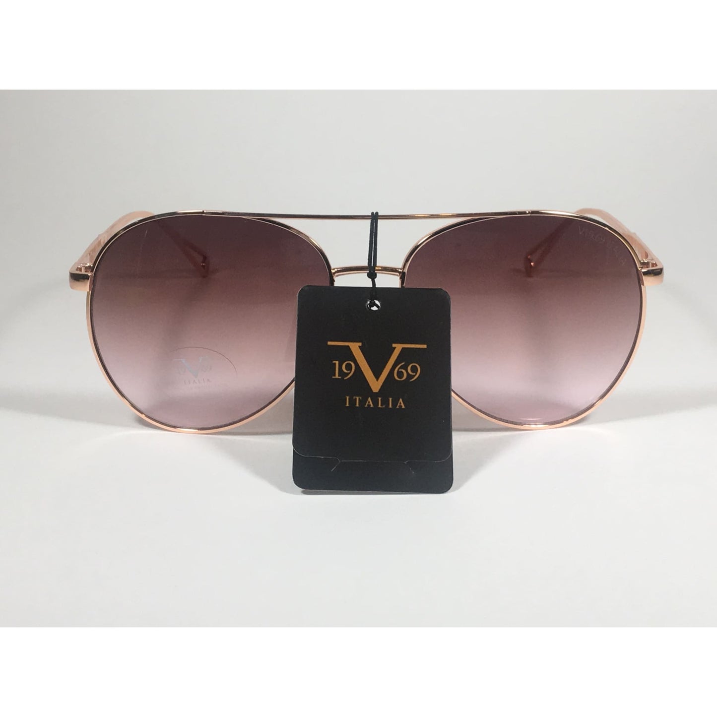 Versace 19V69 Italia RGD PIPPA Aviator Pilot Sunglasses Rose Gold Metal Brown Gradient Lens - Sunglasses